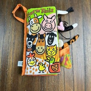 Jellycat Farm Tails Soft Cloth Interactive Baby Book Crinkle Sensory